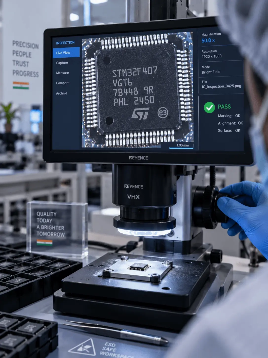 Digital microscope inspecting integrated circuit